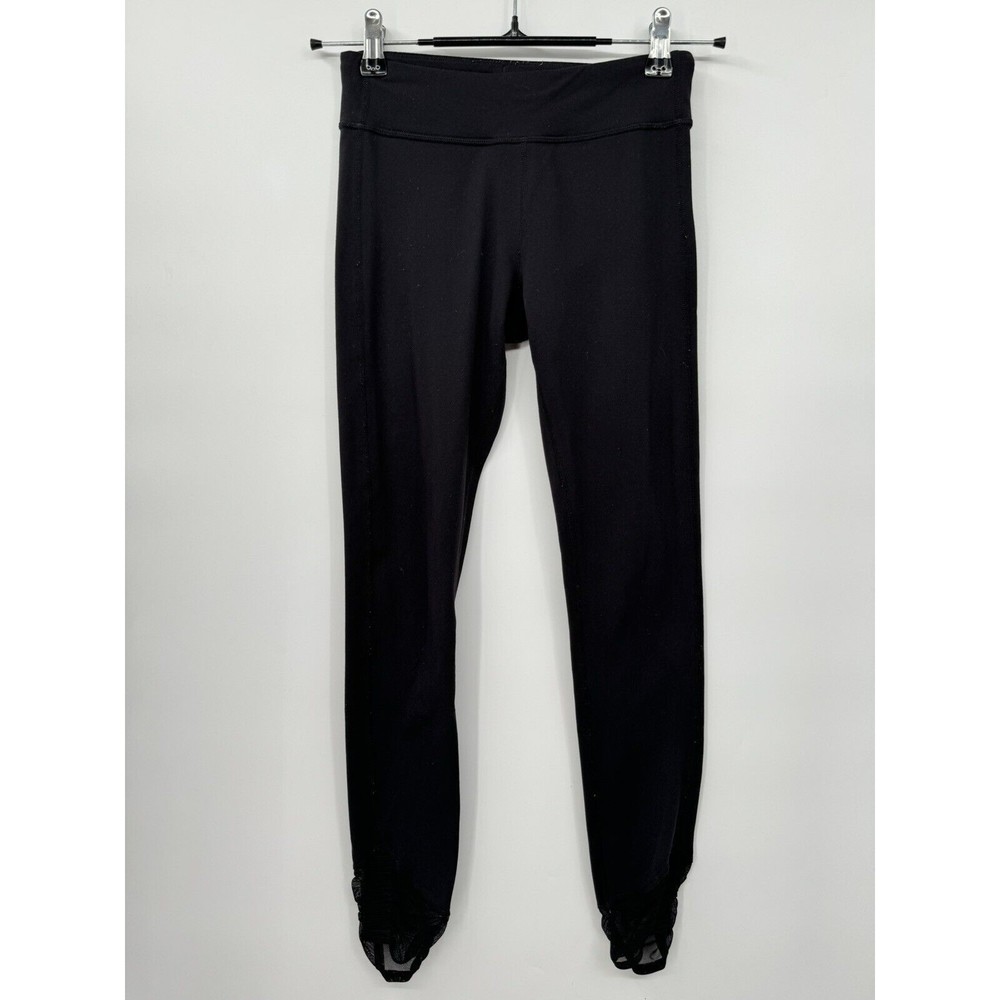 Athleta Girl L 12 Roll With The Scrunches Tight Girls Black Mesh Ankle Leggings